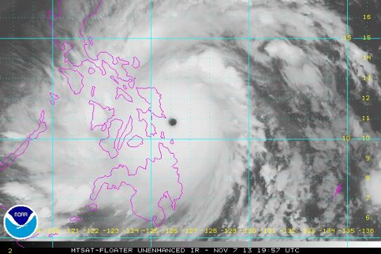 Orkanen Haiyan den 7 november 2013.