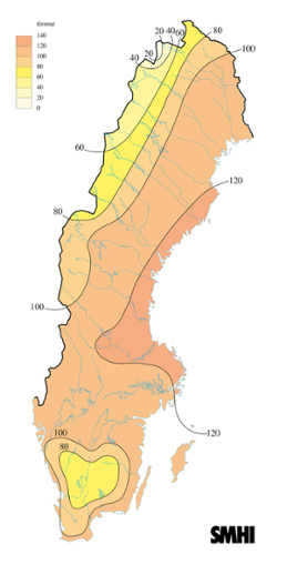 Karta med soltimmar under oktober 2013. 