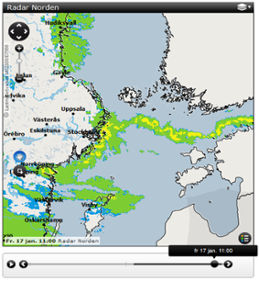 Linje med snöbyar över Östersjön 2014-01-17