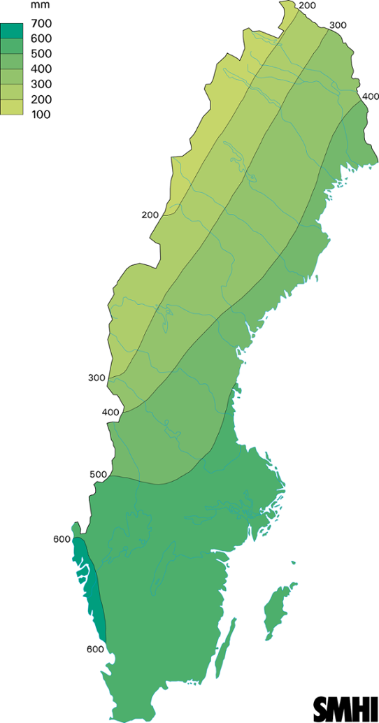 Normalkarta avdunstning från medelstora sjöar