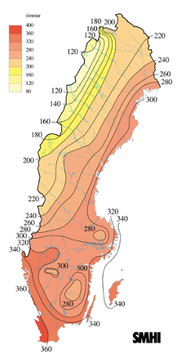 Karta med soltimmar under maj 2008