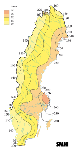 Karta med soltimmar under juli 2007