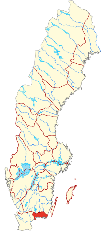 Blekinge på Sverigekarta