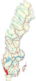 Halland markerat på Sverigekarta