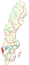 Bohuslän markerat på Sverigekarta