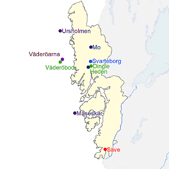 Bohusläns väderextremer på karta