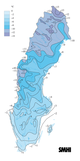 Karta över medeltemperaturen i mars 2006