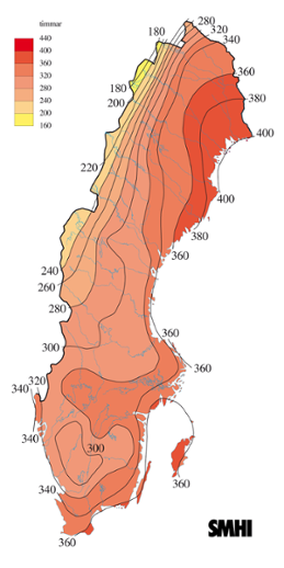 Karta med soltimmar under juli 2006