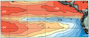 Ytvattentemperaturen i Stilla havet