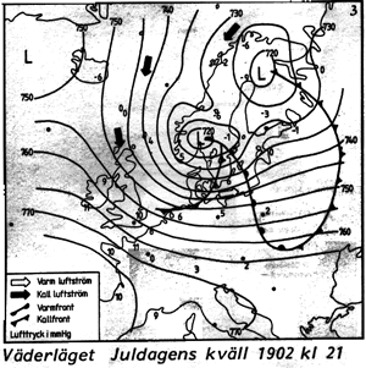 Karta som visar väderläget julen 1902