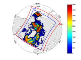 RCAO modellens beräkningsområde över Arktis