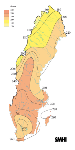 Karta med soltimmar under maj 2004