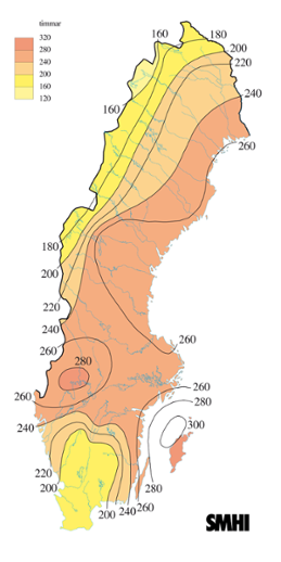 Karta med soltimmar under juni 2004