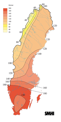 Karta med soltimmar under september 2004
