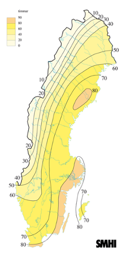 Karta med soltimmar under november 2004
