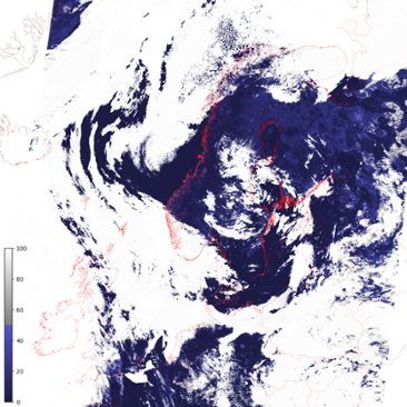 Satellitbild med molnmask