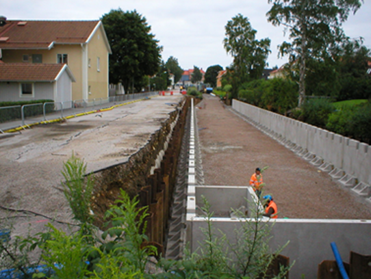Byggande av betongmagasin som skall fungera som ett utjämningsmagasin för dagvatten.