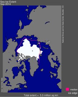 Medelisutbredning i Arktis september 2014