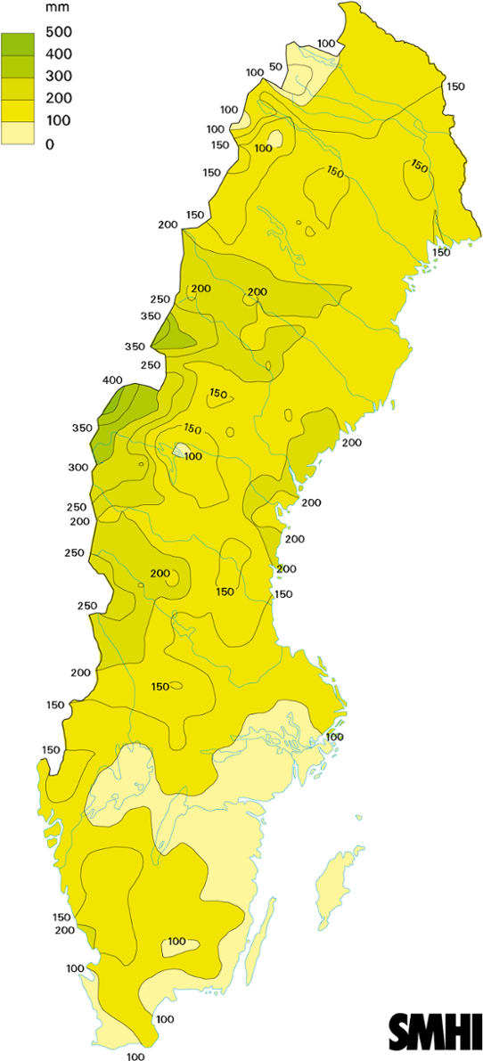 Normalkarta för våravrinning, 1961-1990
