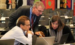 Markku Rummukainen, Lars Bärring och Lena Lindström vid IPCCs klimatmöte i Köpenhamn, oktober 2014.
