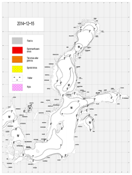 Karta över is- och ytvattentemperatur i havet 15 december
