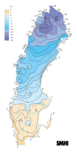 Månadsmedeltemperaturen under januari 2015