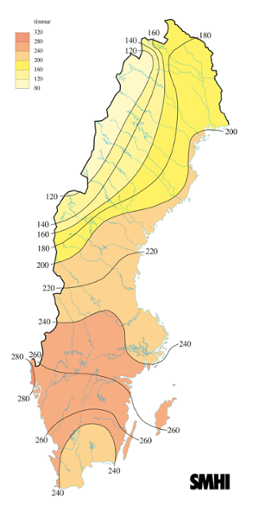 Karta med soltimmar under april 2015
