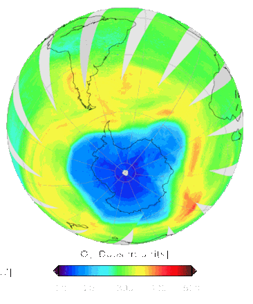 Aktuell bild på ozonhålet den 1 oktober 