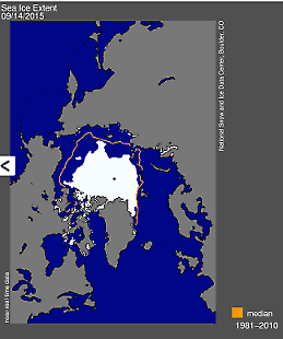 Isutbredningen i Arktis den 14 september 2015