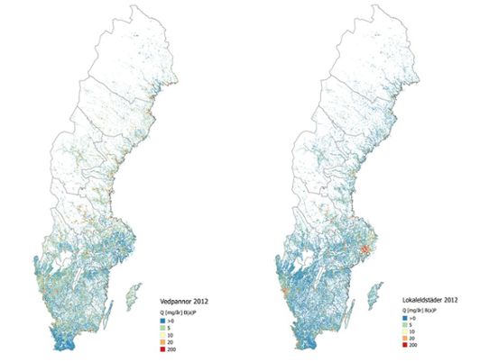 Sverigekarta med utsläpp av B(a)P