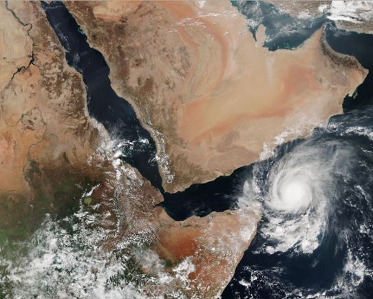 Orkanen Megh över Socotra Island den 8 november